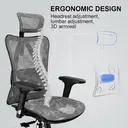 Chaise de bureau ergonomique SIHOO M57 en maille avec support lombaire réglable, accoudoirs 3D, dos haut respirant pour ordinateur (Gris) image 7