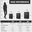 Kono 20 Inch Cabin Suitcase | Lightweight Hard Shell Luggage | TSA Lock | Dual Spinner Wheels | Small Hand Luggage for Travel & Business (Black,55x35x22cm) image 1