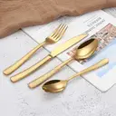 FangYuan Set de 4 couverts en acier inoxydable texturé compatible lave-vaisselle - Or image 7