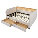 Polsterbett Tagesbett 140x190 cm, Schlafsofa mit LED und USB-C Ladefunktion,Leinen, Hellbeige (Ohne Matratze)  image 8