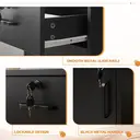 Mobile File Cabinet with Lockable Drawer & Door, Under Desk Rolling Filing Cabinet with 4 Wheels, Wooden Stationery Storage Cabinet for Home Office Black image 6