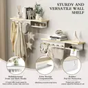 KAPANOU Floating Shelves for Wall， Natural Wood grain Shelf with Front and Back Coat Hooks and Extra Storage Compartments (White), New Year Sale , Top gift picks image 2