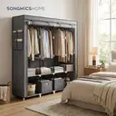 SONGMICSHOME  Fabric Wardrobe, 170 x 45 x 167 cm, 4 Hanging Compartments, with Shelves, 4 Side Pockets, Plenty of Space, Grey image 3