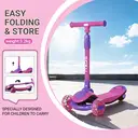 Neuleb YFQ Kids Kick Scooter, LED Lighted Wheels and 4 Adjustable Height Handlebars, Lean-to-Steer & Widen Anti-Slip Deck, 3 Wheel Scooter for Boys & Girls Ages 3-10 and up to 30 Kg image 4