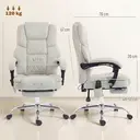 HOMCOM Office Chair with 6-point Vibration Massage and Heat, Velvet-feel Fabric Desk Chair with Footrest, Linkage Armrests, High Back, Adjustable Height, 135° Reclining for Home Office, Cream White image 2