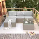 Garden Corner Sofa rattan Garden Furniture Patio Set Garden Entertaining Set Garden Rattan Furniture Lounge Set,Khaki  image 5