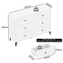 Galano Emory - Commode à 6 tiroirs - 119 x 35,3 x 80,8 cm - Mobilier de chambre - Blanc image 3