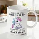 Alphynix 1pc, 11oz Ceramic Coffee Mug, White Creative Angry Unicorn Tea Cup, Office Portable Ceramic Mug For Hot Or Cold Drink, Novelty Gift image 1
