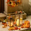 Lanterne décorative à suspendre en métal et verre vintage or - 35 cm image 5