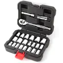 WORKPRO Jeu de douilles 24 pièces avec clé à cliquet 3/8", 11 douilles métriques et 10 douilles SAE, barre d'extension, jeu de clés à cliquet pour bougies d'allumage, clés mixtes, avec boîte en plastique moulé par soufflage image 1