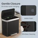 SONGMICSHOME  Dual Compartment Pedal Rubbish Bin, 2 x 30L Stainless Steel Recycling Kitchen Bin, Soft Close Lid, with Inner Buckets, Grey image 6