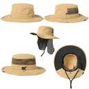 TOP-EX UV Protection Mens Sun Hat with Cooling Neck Flap Sunglass Lock Wide Brim Fishing Hats M/L Khaki image 1
