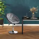 HOMCOM Swivel Dressing Stool, Velvet-feel Upholstered Vanity Chair, Adjustable Height Tub Makeup Chair with Button Tufting and Thick Padding for Bedroom, Grey image 6