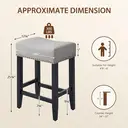 Tabourets de bar Ckaff, ensemble de 2, chaises de bar de 65,5 cm de haut, chaises de cuisine, en lin, chaise de maquillage, chaise de salle à manger, tabouret de salle de bain, tabouret de bureau, tabouret de comptoir avec repose-pieds pour cuisine, salon. image 1