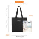Miss Lulu Large Capacity Canvas Tote Bag, Waterproof Wear-Resistant Shoulder Bag for Shopping School Travel Black image 1