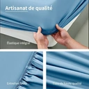 ochama Drap-housse en coton pur brossé 160 x 200 cm - Bleu image 2