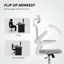 HOMCOM Ergonomic Office Chair, High Back Mesh Computer Desk Chair with Adjustable Headrest and Lumbar Support, Flip-up Armrests for Home Office, Grey image 6
