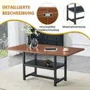 Table à manger rectangulaire style industriel couleur noyer 160×90×76 cm étagère de rangement multifonctionnelle + pieds en métal noir table pour 4-6 personnes image 7