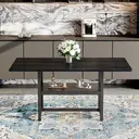 Table à manger rectangulaire style industriel 160×90×76 cm Étagère de rangement multifonction Table pour 4-6 personnes Pour salon/cuisine/salle à manger image 3