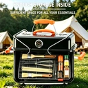 Tragbarer Holzkohlegrill, leichter, faltbarer BBQ-Grill mit Tragegriff, kompakte 41,5 x 26,5 cm Grillfläche für Camping, Picknick & Kofferraum, 4,76 kg image 3