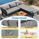 Modular Outdoor Sofa Set with Free Combination, Aluminium Frame, Breathable Cushions, Wooden Coffee Table & Side Table, for Patio, Garden & Backyard  image 3
