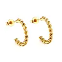 18K PVD Gold Stainless Steel Chunky C-Shape Hoop Earrings, Hollow Geometric Open Hoop Jewelry Set image 3
