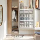 Plastic Shoe Box, Pack of 18, 35.0 x 25.2 x 19.0cm, Transparent and White image 2