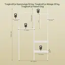 eSituro Teleskop-Kleiderständer, freistehender Kleiderschrank von Boden bis Decke mit 3 Kleiderstangen, 2 Regalen und Seitenhaken, offener Kleiderschrank mit Kleiderstange, Weiß image 6