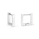 Silver Tone Stainless Steel Square Hoop Earrings, 14mm Minimalist Rectangular Huggie Hoops image 8