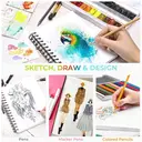 Ohuhu Mixed Media Sketchbook 10×7.6" (25.4×19.3cm) Portrait Format - 200gsm Spiral Bound, 124 Pages (62 Sheets) Acid-Free Paper for Watercolour, Acrylic, Pencils & Pastels, Wet & Dry Media image 4