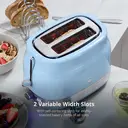 Swan Retro Revive 2 Slice Toaster, Hidden Cord Storage, Vintage, Variable Width Slots, 930W, Coated Stainless Steel, Blue with Chrome Accents - ST19028BLU image 4