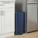 SONGMICSHOME  Trash Can, 8-Gallon Trash Bin, Stainless Steel Kitchen Garbage Can, Midnight Blue image 3