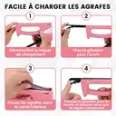 HAUSHOF Pistolet agrafeuse type 53 en plastique ABS avec extracteur d'agrafes et 800 agrafes de 8 mm pour bois, tissu, meubles et tapisserie - Rose image 3