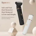 Sparoma 3-in-1 Women’s Grooming Kit – Rechargeable Shaver, Nose Hair & Body Hair Trimmer, IPX7 Waterproof, Rechargeable with Charging Dock, 3 Replacement Heads, TC-017, White image 2