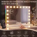 HOMCOM Miroir maquillage Hollywood 80x60cm miroir coiffeuse LED 18 ampoules dimmables 3 couleurs d'éclairage lumière RGB haut-parleur Bluetooth grossissement 10x contrôle tactile sur table/sur mur image 3