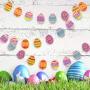 Yuejia 2Pcs 9.8ft/3mEaster Egg Garland Easter Decoration Banner Easter Party Decoration Spring Garland Pastel Egg Hunt Bunting Garland for Easter Brunch Easter Birthday Office & Home Decor image 0