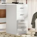 HOMCOM Computer Desk with Drawers, Dressing Table, High Gloss Home Office Writing Workstation, White image 8