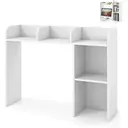 COSTWAY Wooden Desk Bookshelf with 4 Shelves and Open Back Compartment-White image 0
