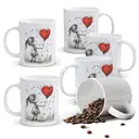 Alphynix 1pc Valentine's Day Gift Mug, 11oz Ceramic Cup with Girl Holding Red Heart Balloon, Romantic Gift for Her, Girlfriend, Wife, Anniversary image 0