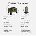 ochama Collapsible Compact Camping Wagon 200L Green, Extra Large & High Capacity, 400L Stackable Capacity, Dual Brake Off-Road Wheels, Space-Saving Storage, For Camping, Picnics, Vending & Moving image 8
