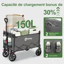 Sekey Chariot de camping pliable avec capacité 150 L, charge maximale 150 kg et auvent de protection amovible - Gris image 6