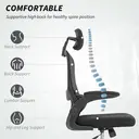 HOMCOM Ergonomic Office Chair, High Back Mesh Computer Desk Chair with Adjustable Headrest and Lumbar Support, Flip-up Armrests for Home Office, Black image 3