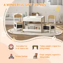 HOMCOM 3 Piece Kids Table and Chair Set, 3 in 1 Design Kids Desk and Chair Set with Blackboard, Storage, Bookshelves, for Nursery, Playroom, Classroom - Natural Wood image 3