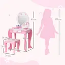 HOMCOM Girls Dressing Table with Mirror, Stool, Kids Dressing Table, Unicorn-Designed Play Toy for Toddles Girls Age 3-6 Years, Acrylic Mirror, Pink and White image 7