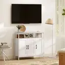 HOMCOM Industrial Kitchen Sideboard with Open Shelf, 2 Cabinets, Adjustable Shelves, Sideboard Buffet for Entryway, Living Room, Dining Room, White image 7