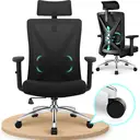 Fauteuil de Bureau Ergonomique avec Accoudoirs Réglables, Soutien Lombaire Confort en Éponge Naturelle et Appui-Tête, Chaise de Direction Pivotante avec Fonction Bascule, Charge Maximale 150 kg image 0