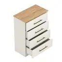 Galano Cleverton 4 Drawer Chest – Stylish Storage Cabinet & Clothes Organiser – Tall Dresser Unit for Bedroom, Hallway or Entryway (Ivory/Oak) image 2