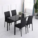 HOMCOM Dining Chairs Set of 4, PU Leather Upholstered Accent Chairs with Metal Legs for Kitchen, Black image 5