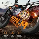 URLIFE VTT électrique pliable, Vélo électrique 20 pouces 4,0 pneus larges, Batterie amovible 48 V 13 Ah, Longue autonomie 80-100 km, Double suspension, 7 vitesses, Adulte, LED, Écran numérique Noir image 2