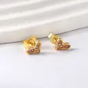 Gold Plated Asymmetrical Heart Stud Earrings – Crystal Paved Crooked Heart Design, Sparkle Love Jewelry image 2